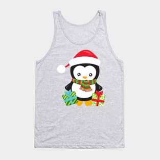 Christmas Penguin, Penguin With Santa Hat, Gifts Tank Top